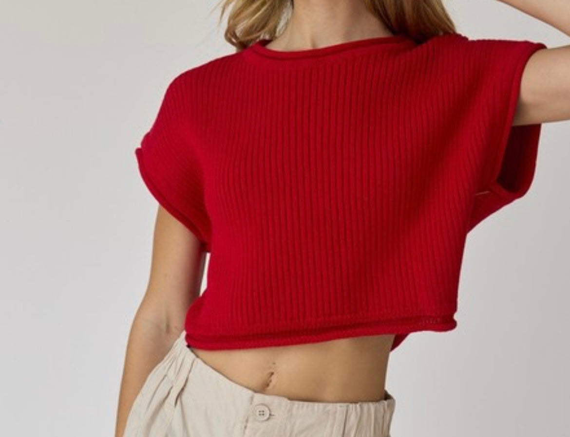 Red Knit Top